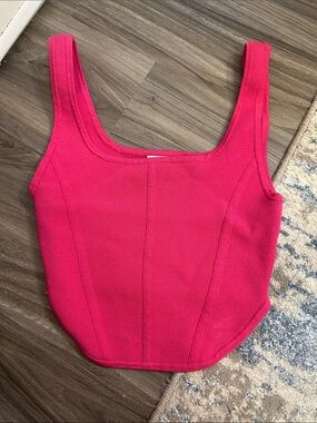 Babaton Vibrant Pink Square Neck Knit Tank